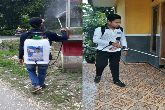 Penyemprotan Disinfektan oleh Tim Hendy Siswanto di Desa Tambak Rejo Gumukmas, Jember