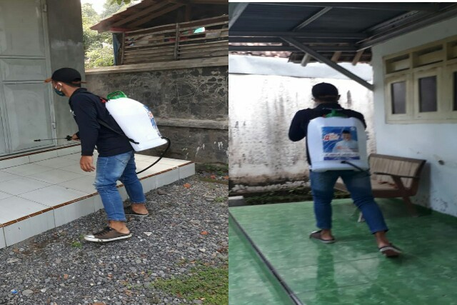 Penyemprotan Disinfektan oleh Tim Hendy Siswanto di Desa Tambak Rejo Gumukmas, Jember