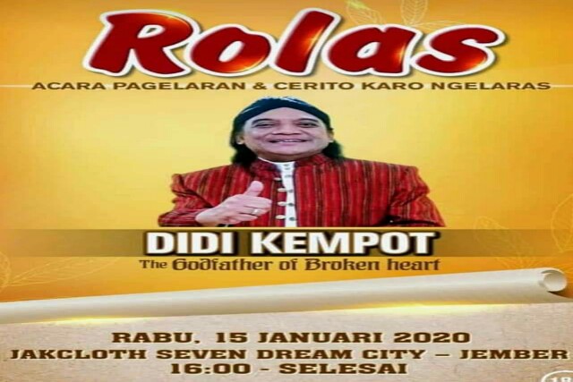 Saksikan Konser Spektakuler Gratis! Didi Kempot vs H Hendy Siswanto di Sevendream City, Jember, 15 Januari 2020.