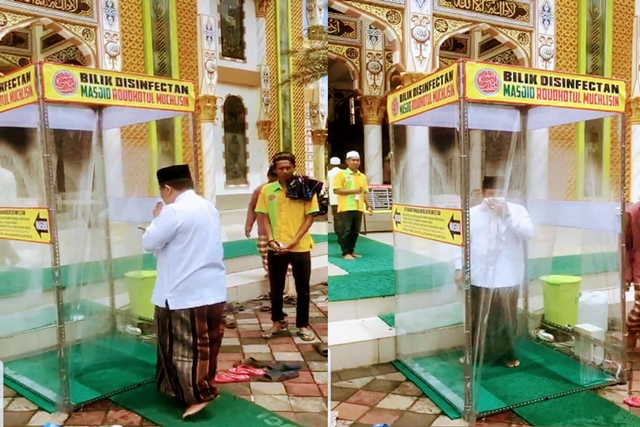 Cegah Penyebaran Virus Corona, Bilik Disinfektan Didirikan di Masjid Roudhotul Muchlisin Jember