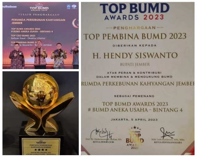 Bupati Jember Hendy Siswanto Beroleh Top Pembina BUMD Award 2023