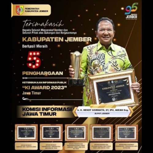 Kabupaten Jember Raih 5 Penghargaan KI AWARD 2023 Jawa Timur