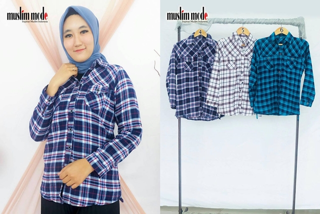 Atsw Hem Kotak Flanel Muslim Mode Atsw Hem Kotak Flanel Muslim Mode