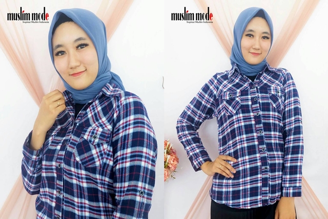 Atsw Hem Kotak Flanel Muslim Mode Atsw Hem Kotak Flanel Muslim Mode