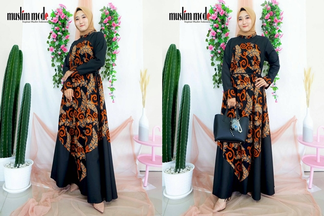 Gamis Batik Daun Muslim Mode Gamis Batik Daun Muslim Mode