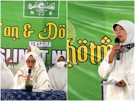 Wakil Ketua TP PKK Jember (kiri) dan Ketua PC Muslimat NU, Emi Kusminarni.jpg