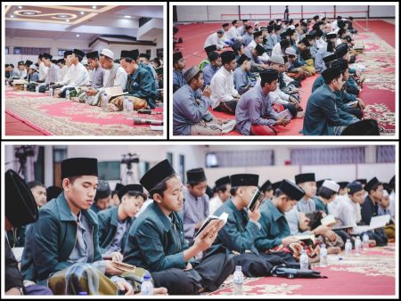 Para santri mengikuti Sema'an Al Qur'an dengan tekun dan khidmat.jpg