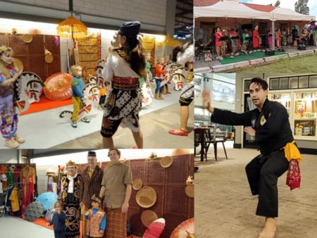 Diwarnai seni tradisional Indonesia, dari bela diri, tata busana daerah, angklung dan seni tari jaran kepang.jpg